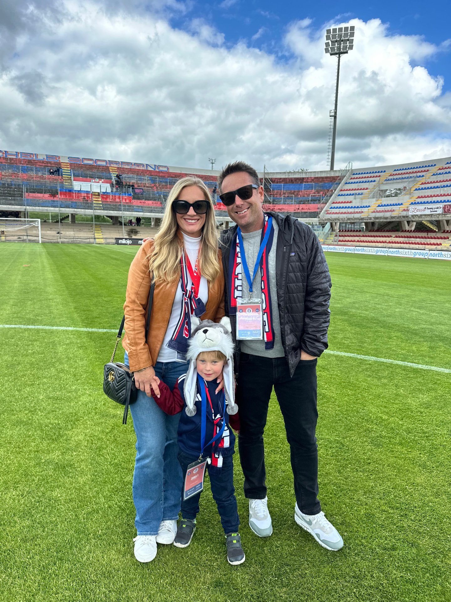 Morgan Harris pitchside at Campobasso's stadium in Italy